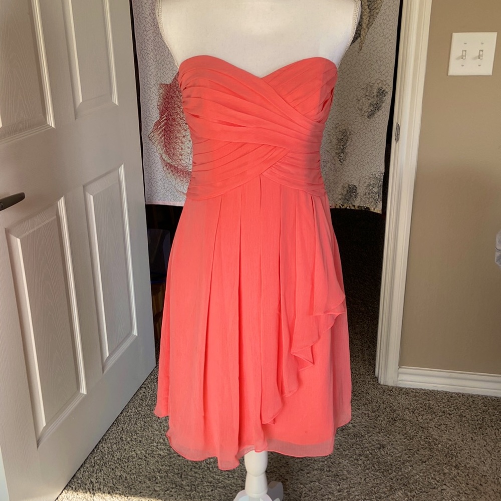 David's Bridal Chiffon F14847 Formal Bridesmaid / Mob Dress pink size 8